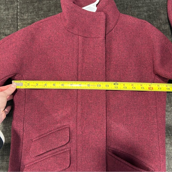 J. Crew Burgundy Cocoon Italian Stadium Cloth Wool Winter Long Coat - Picture 12 of 14